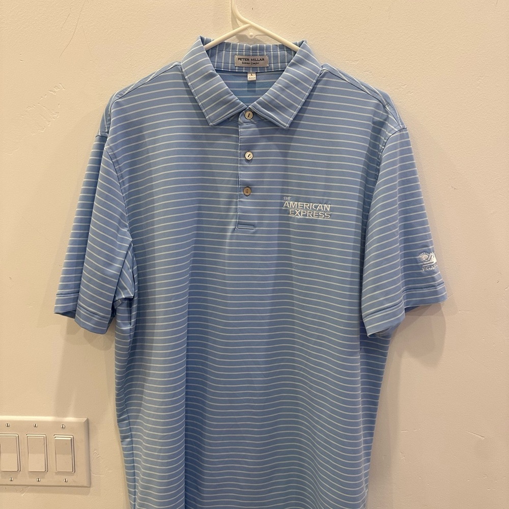 Peter Millar Light Blue Striped Polo Shirt